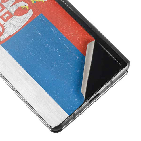 Serbia Flag Distressed Galaxy Z Fold2 5G Skin